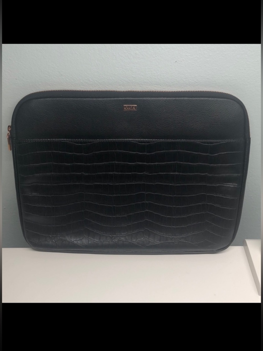 Kikki.K 13” Black Croc Leather Laptop Case